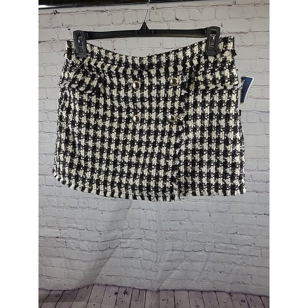 House of Harlow 1960 Black Houndstooth Tweed Skort Womens Size Large NWT